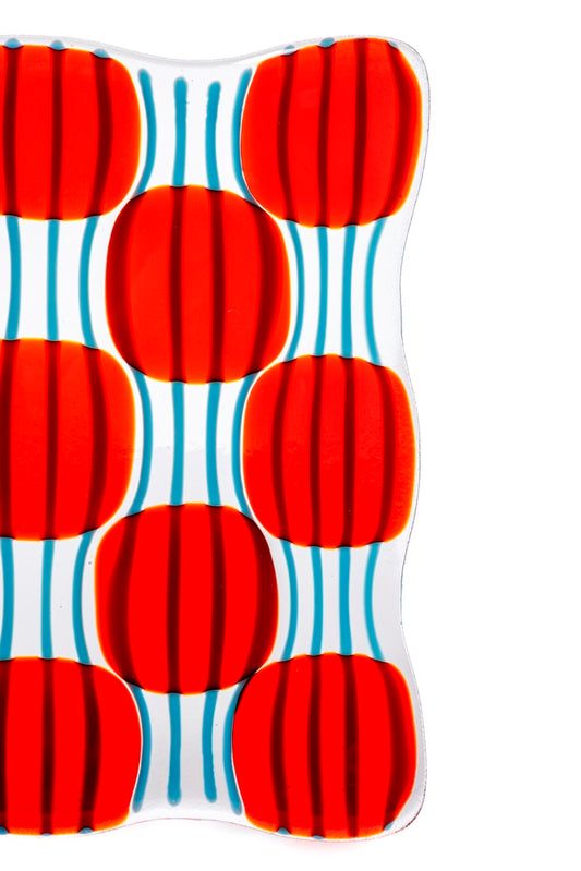Small Plate, Raindrop, Red, Blue