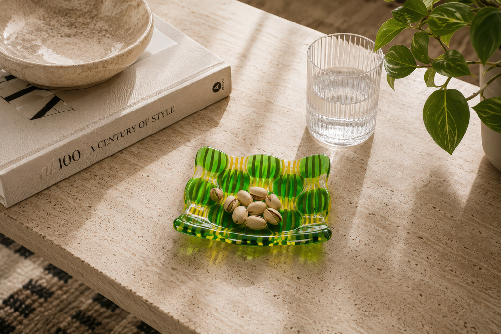 Small Plate, Raindrop, Green, Yellow