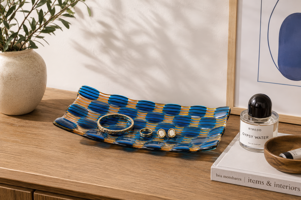 Rectangular Platter, Raindrop, Blue, Orange