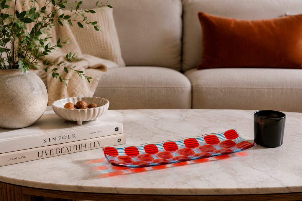 Channel Platter, Raindrop, Red, Blue