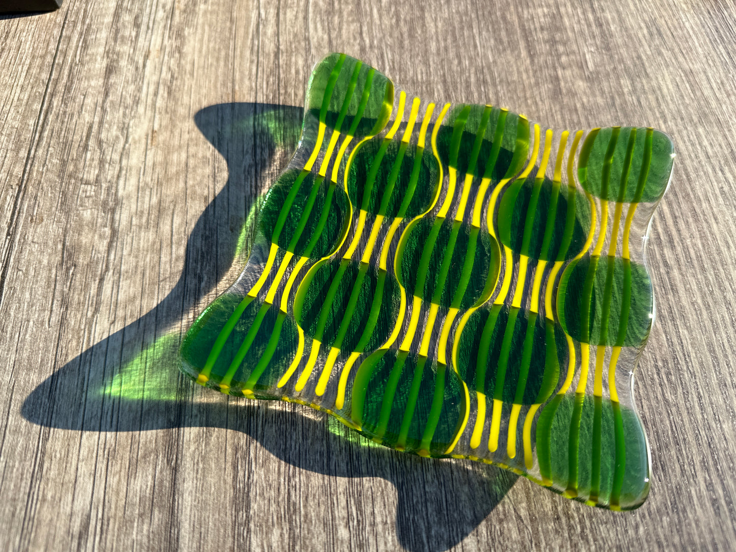Small Plate, Raindrop, Green, Yellow