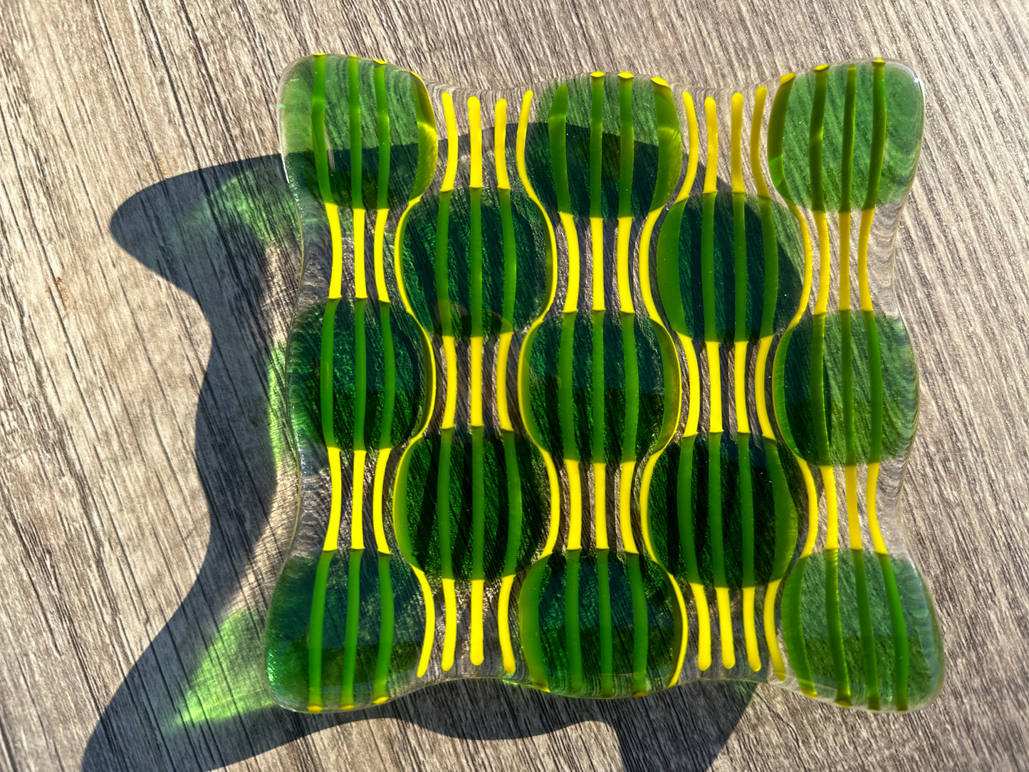 Small Plate, Raindrop, Green, Yellow