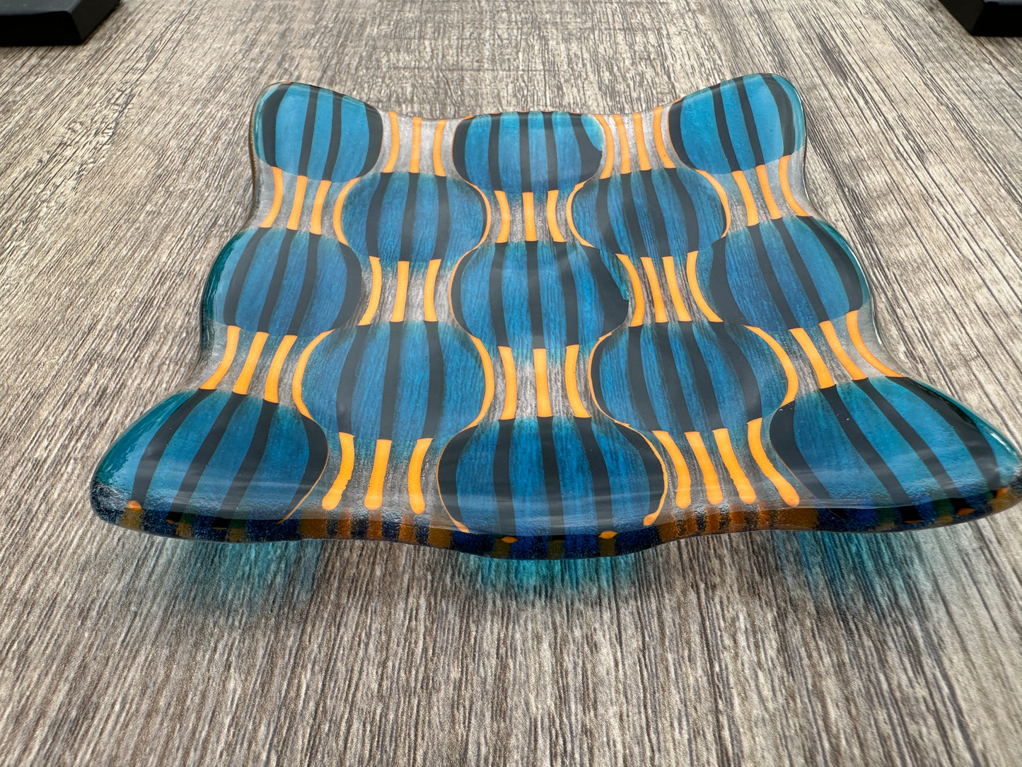 Small Plate, Raindrop, Blue, Orange