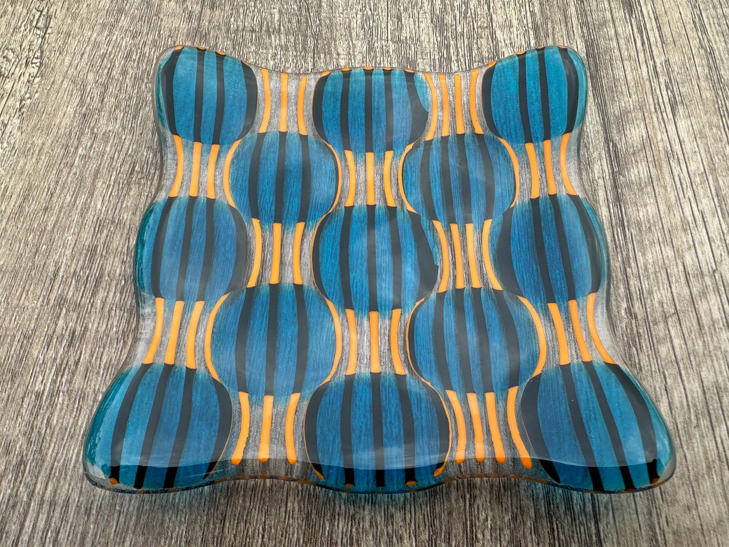Small Plate, Raindrop, Blue, Orange