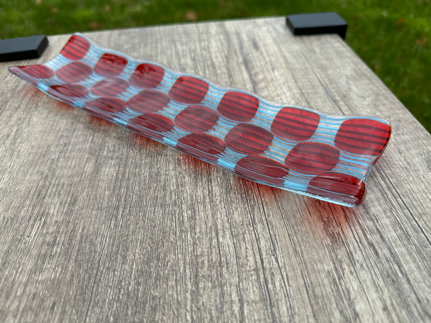 Channel Platter, Raindrop, Red, Blue
