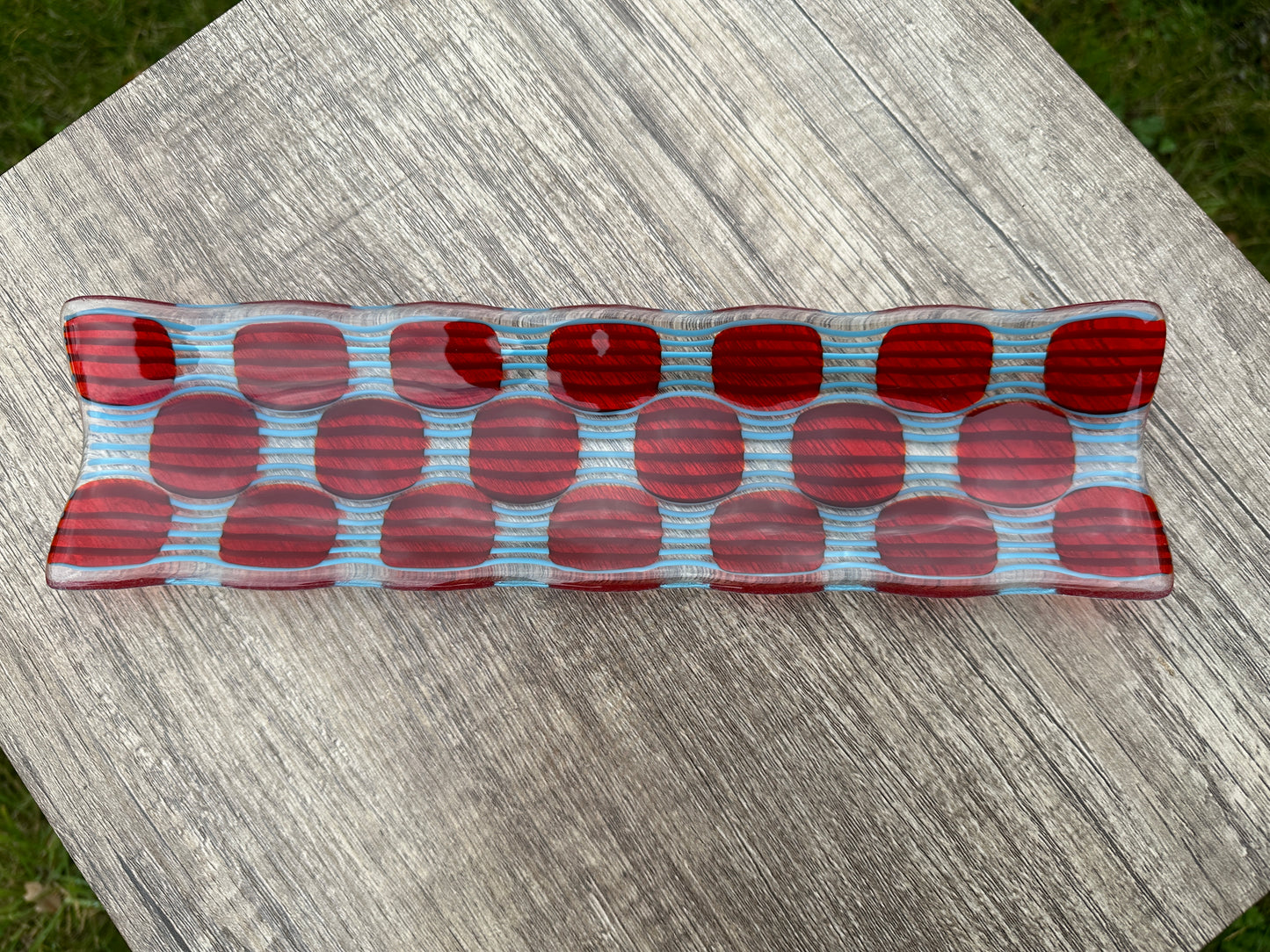 Channel Platter, Raindrop, Red, Blue