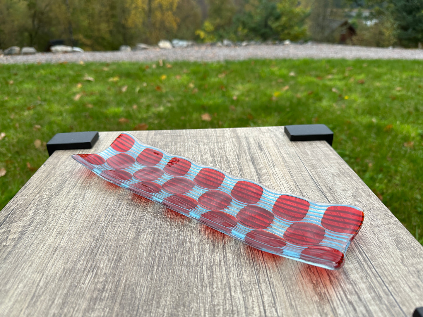 Channel Platter, Raindrop, Red, Blue