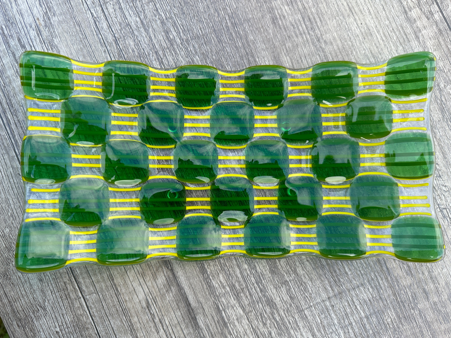 Rectangular Platter, Raindrop, Green, Yellow