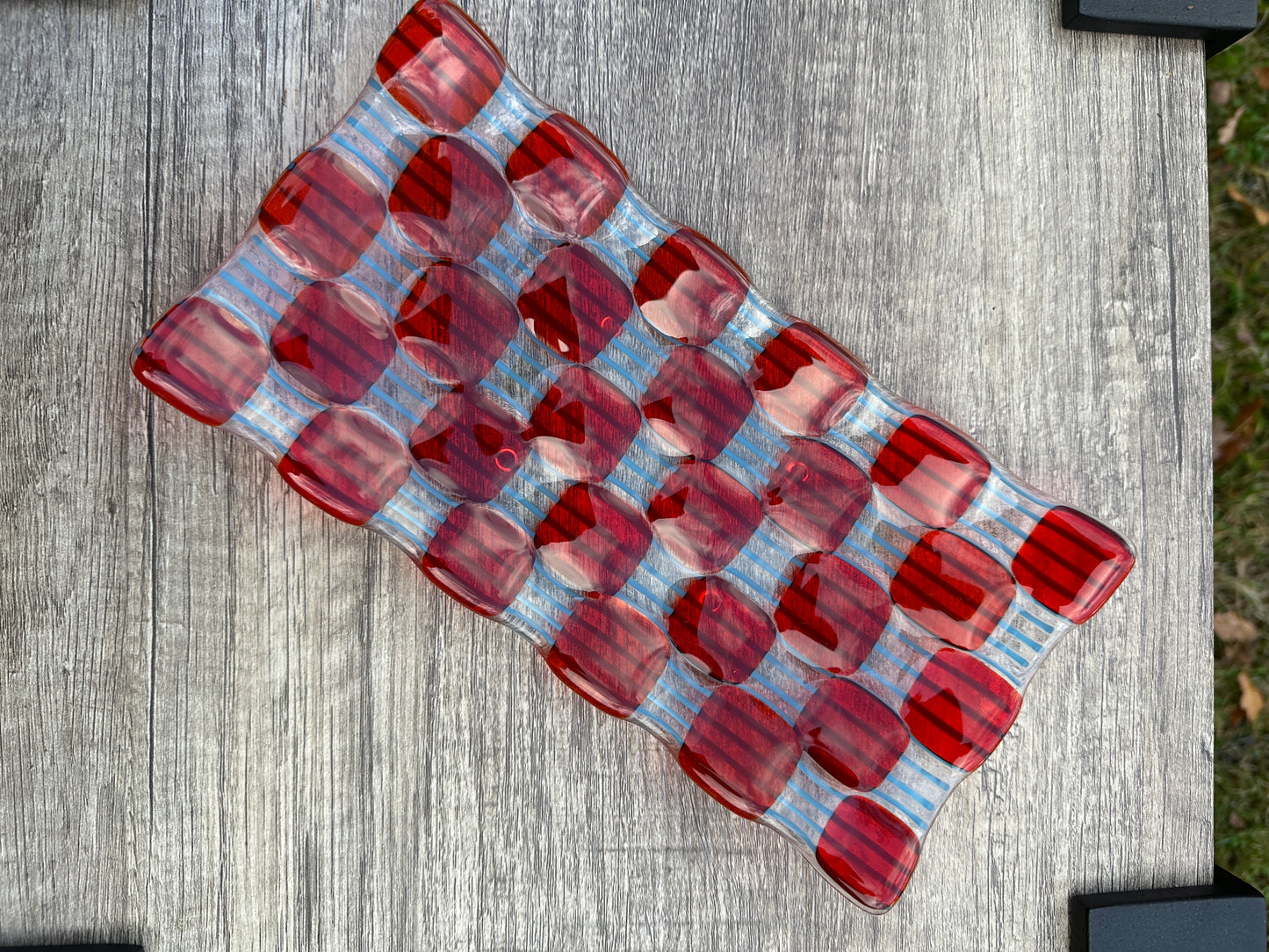 Rectangular Platter, Raindrop, Red, Blue