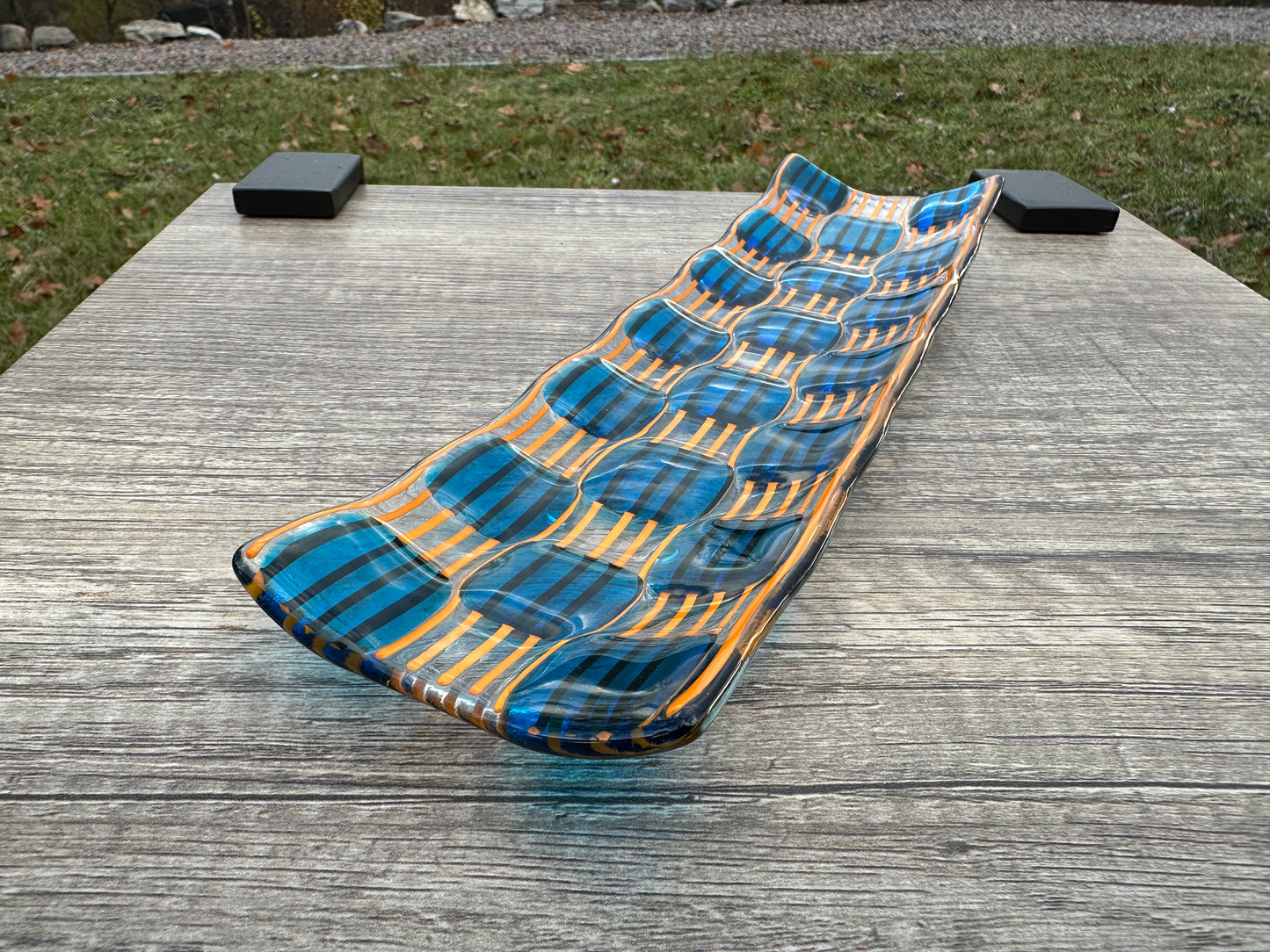 Channel Platter, Raindrop, Blue, Orange