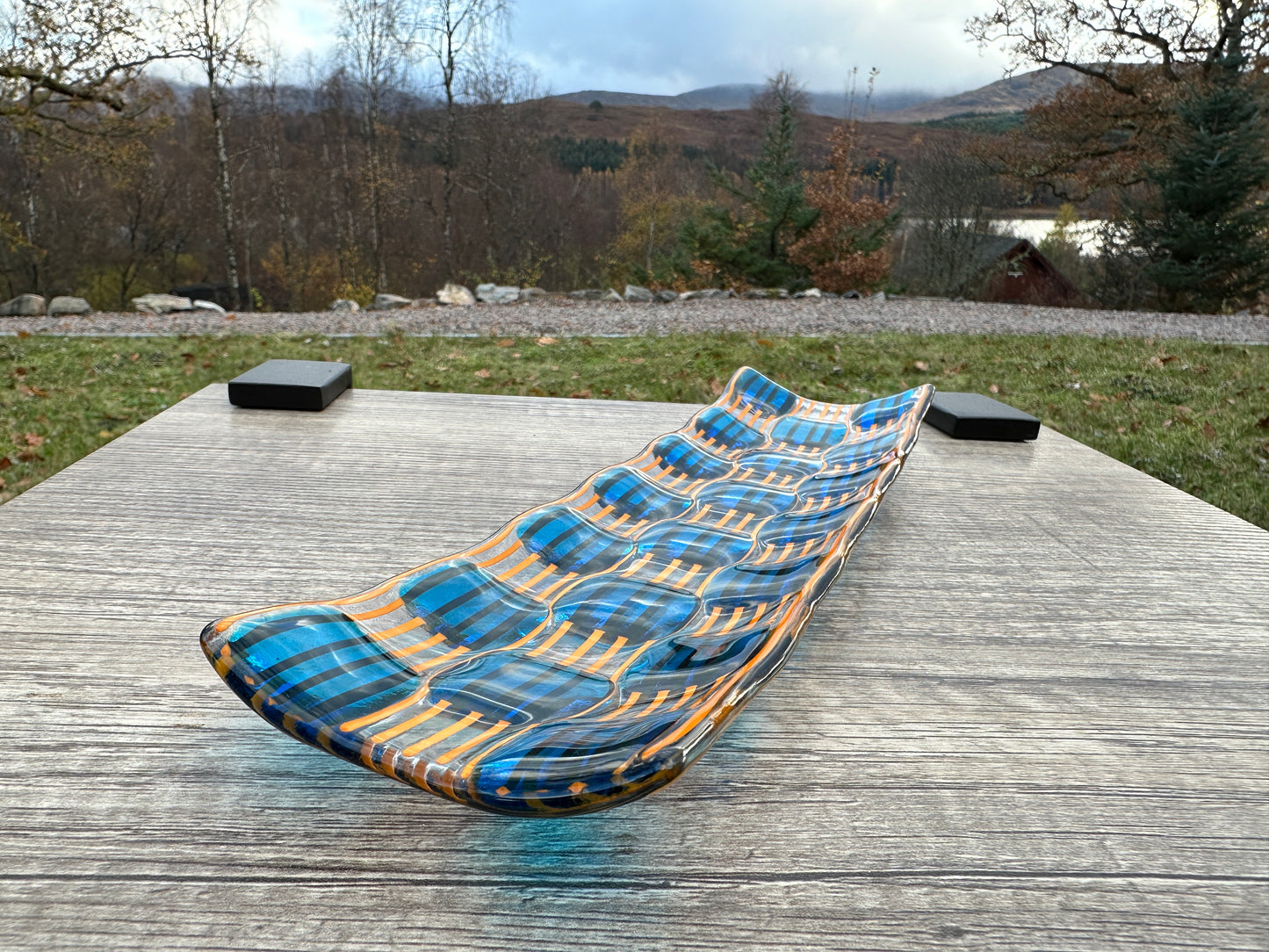 Channel Platter, Raindrop, Blue, Orange