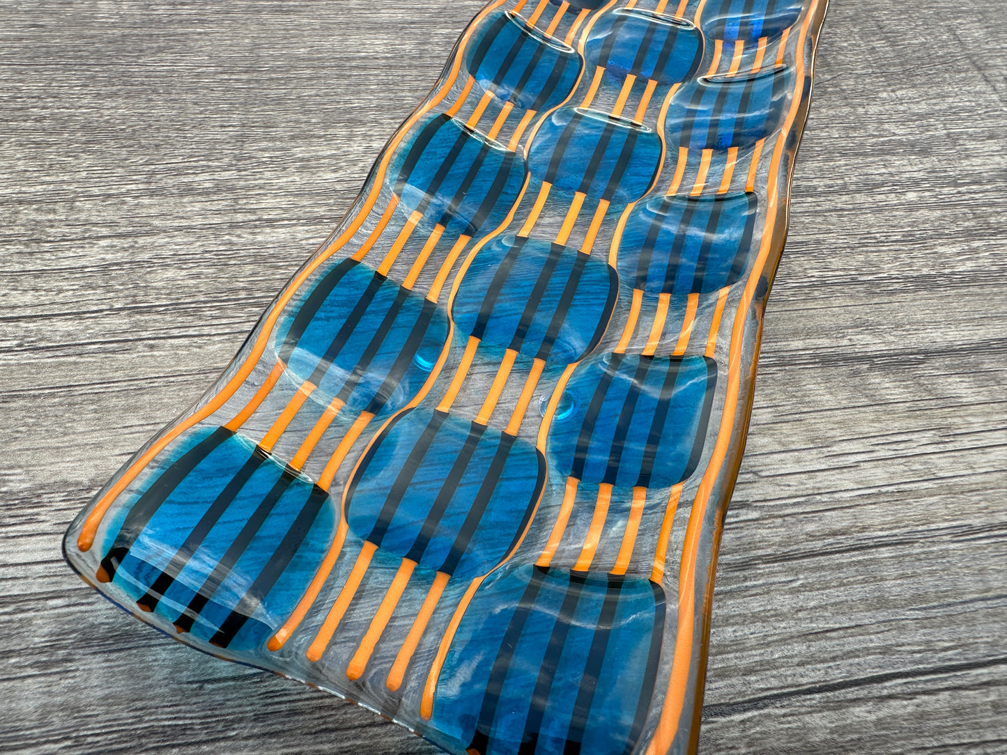 Channel Platter, Raindrop, Blue, Orange