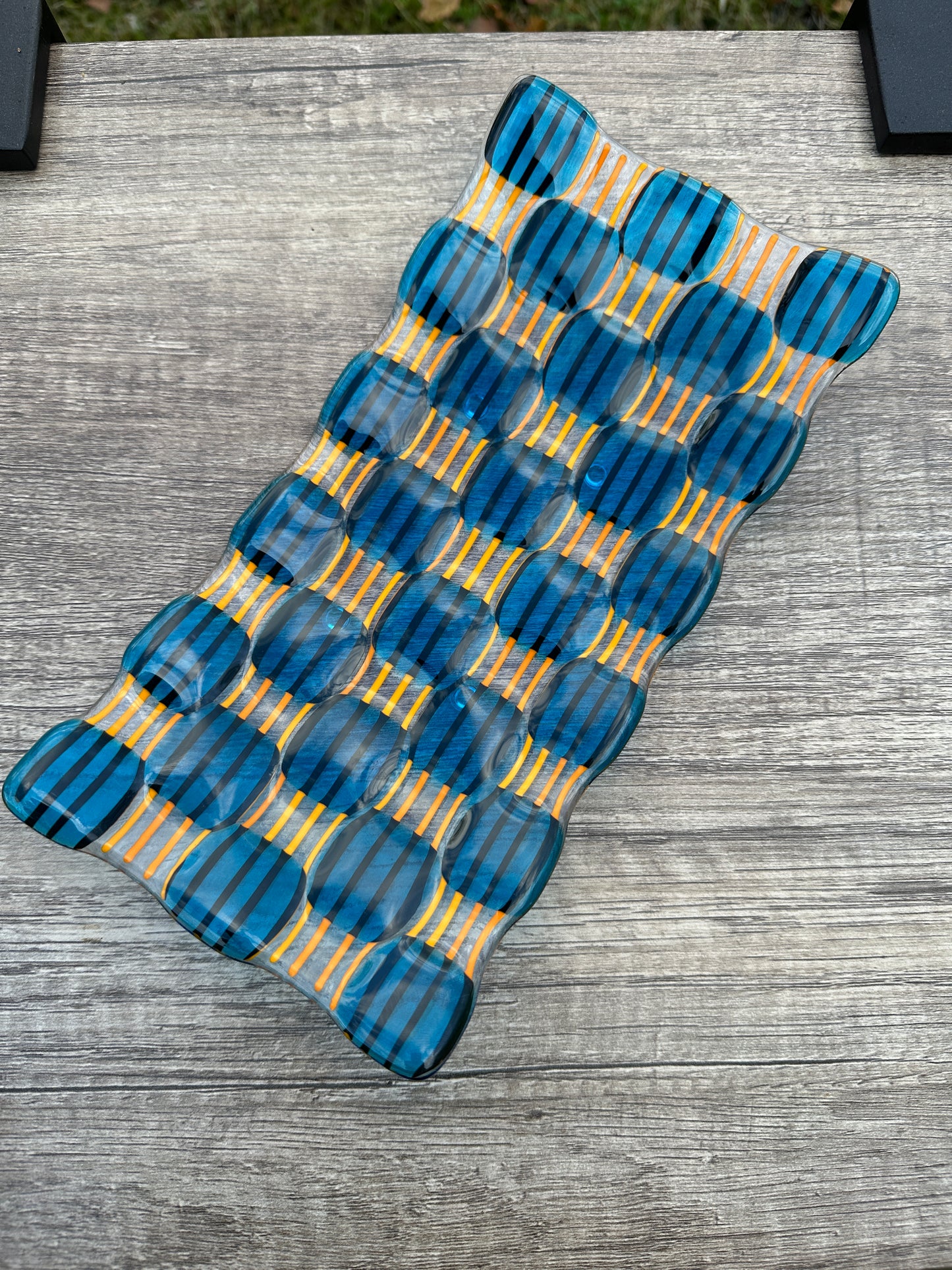Rectangular Platter, Raindrop, Blue, Orange