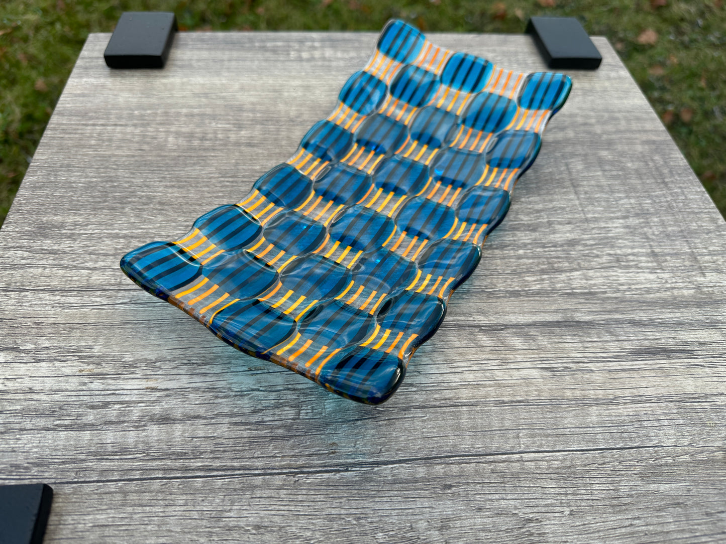 Rectangular Platter, Raindrop, Blue, Orange