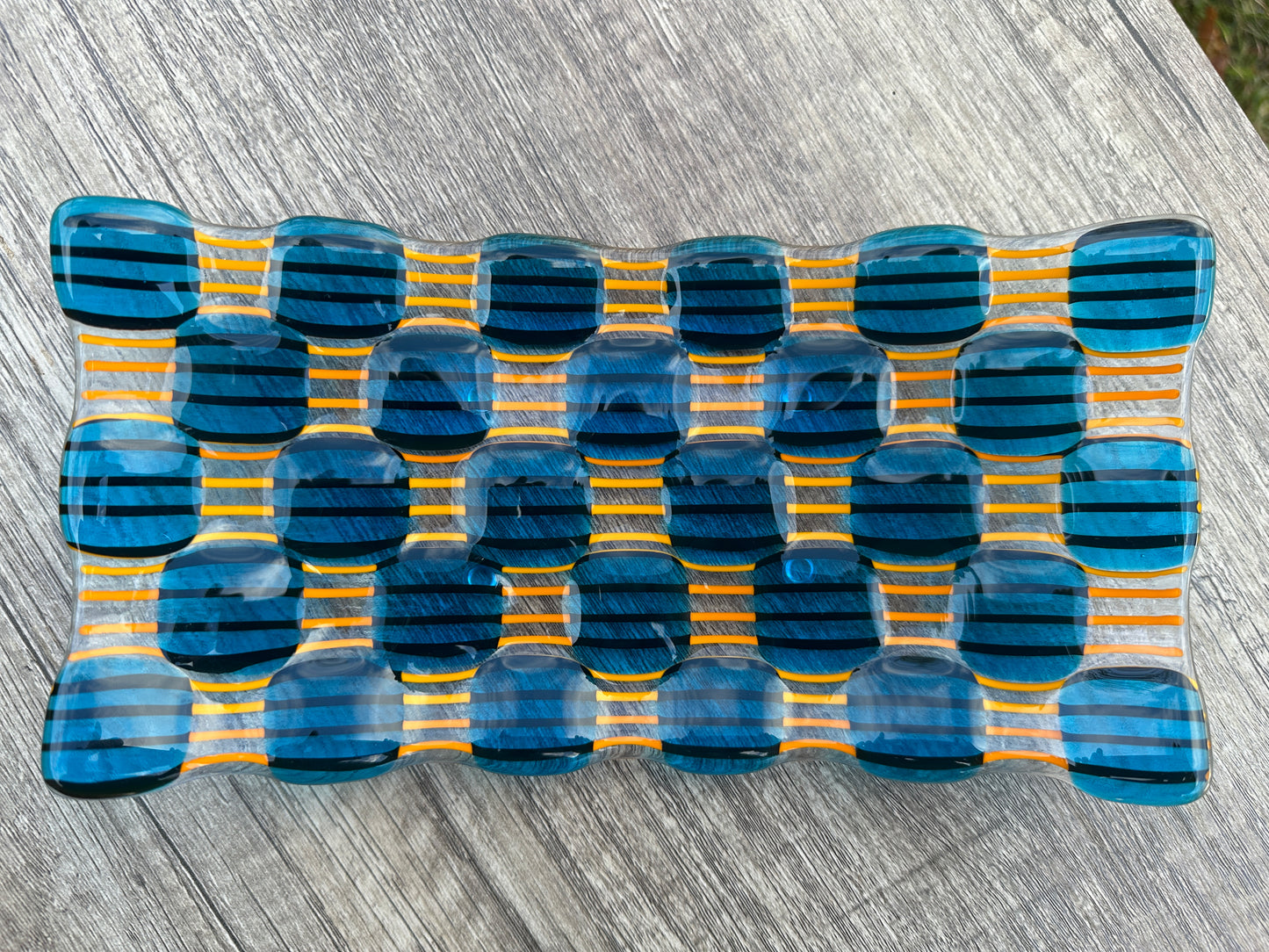 Rectangular Platter, Raindrop, Blue, Orange