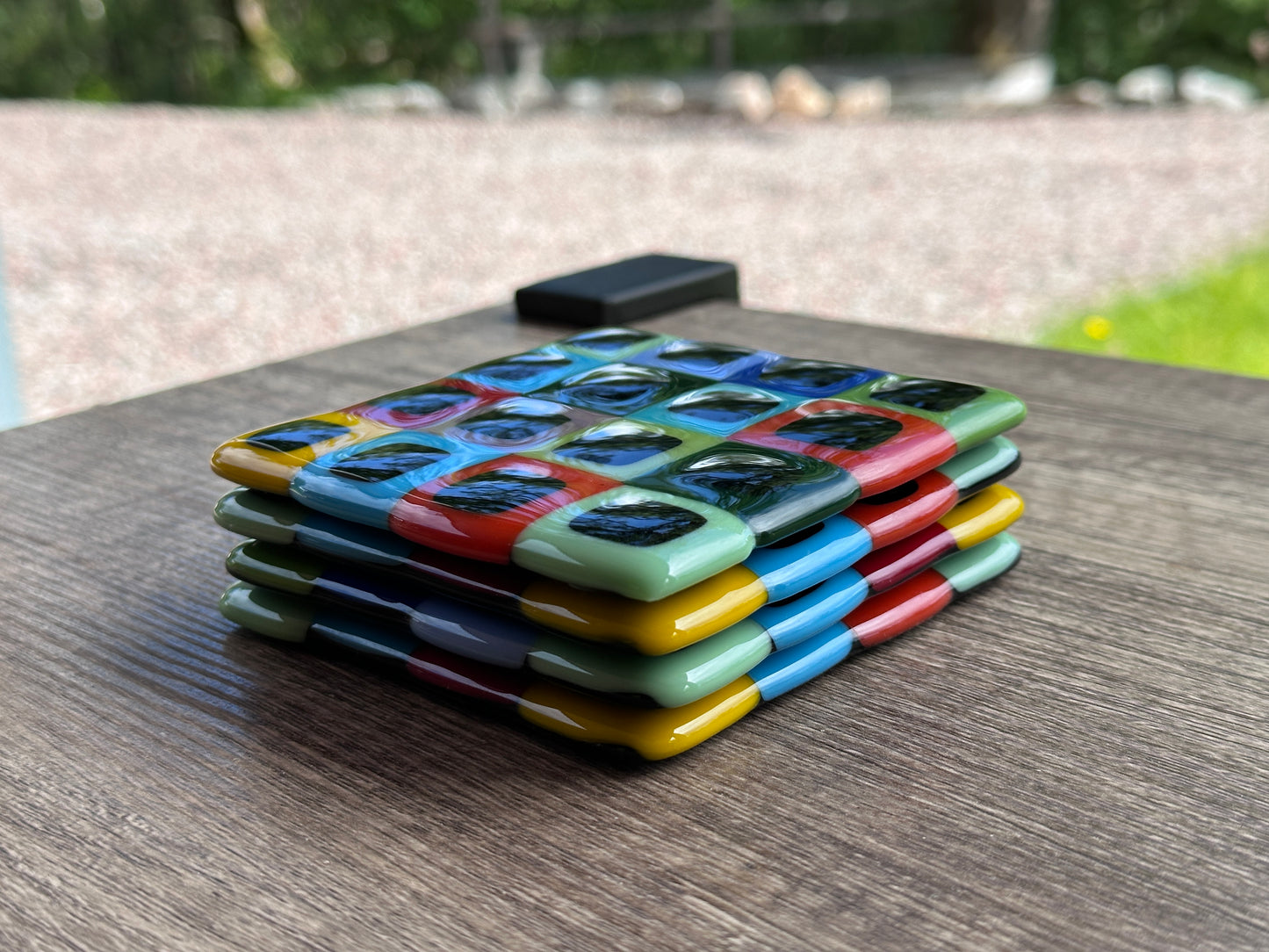Coasters, Araby, Multi-Squares, Black Accents (Set of 4)