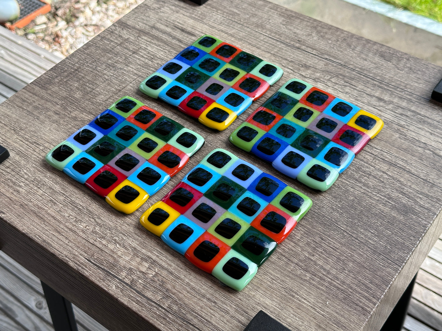 Coasters, Araby, Multi-Squares, Black Accents (Set of 4)