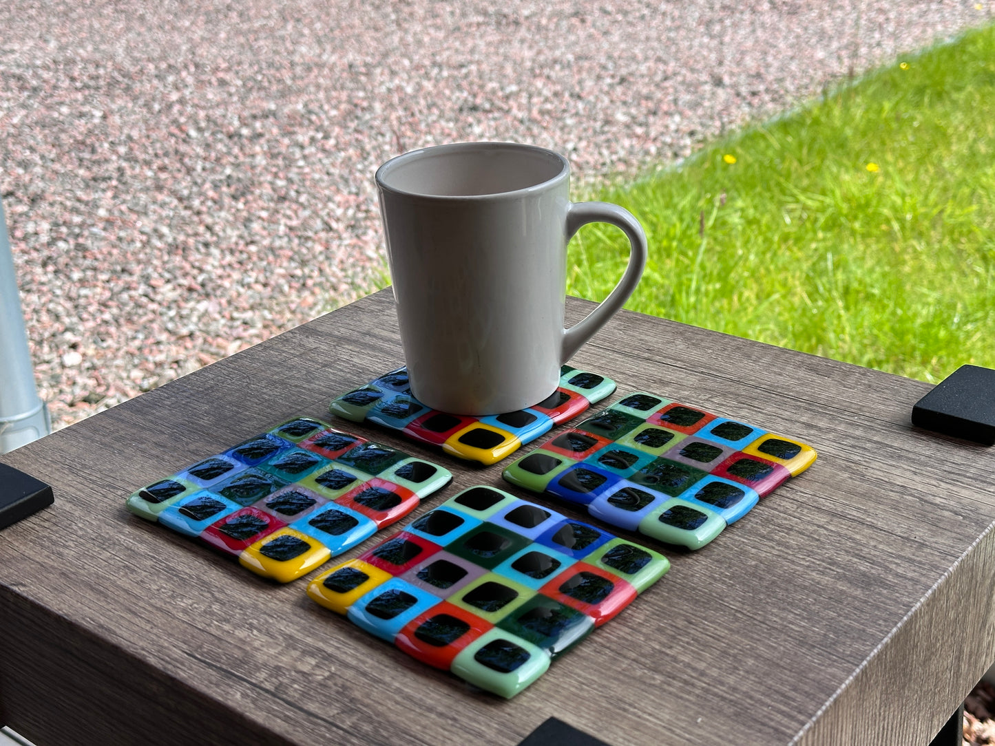 Coasters, Araby, Multi-Squares, Black Accents (Set of 4)
