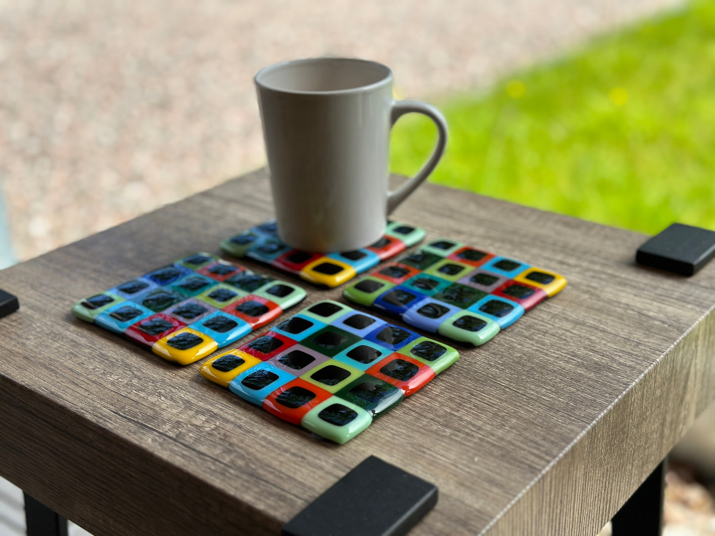 Coasters, Araby, Multi-Squares, Black Accents (Set of 4)