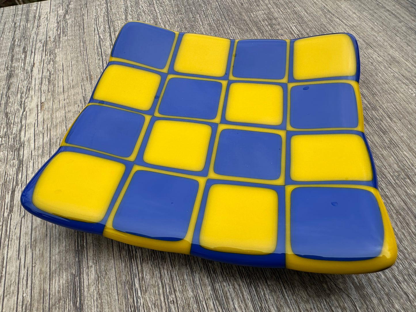 Small Plate, Araby, Large Squares, Blue & Yellow