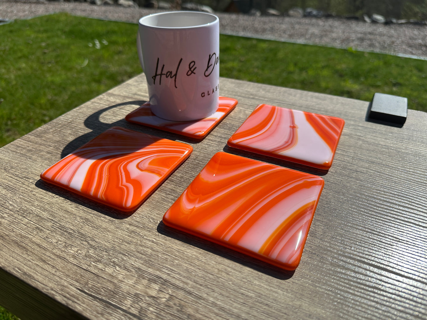 Coasters, Orange Swirls (Set of 4)