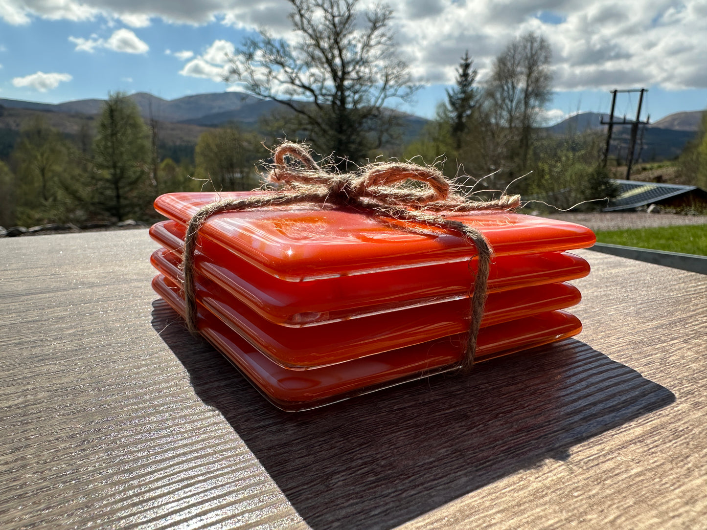 Coasters, Orange Swirls (Set of 4)