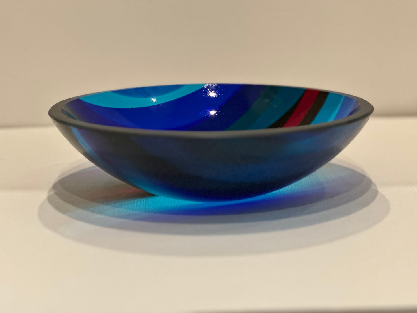 Medium Bowl, Glen Lights, Blues with Red