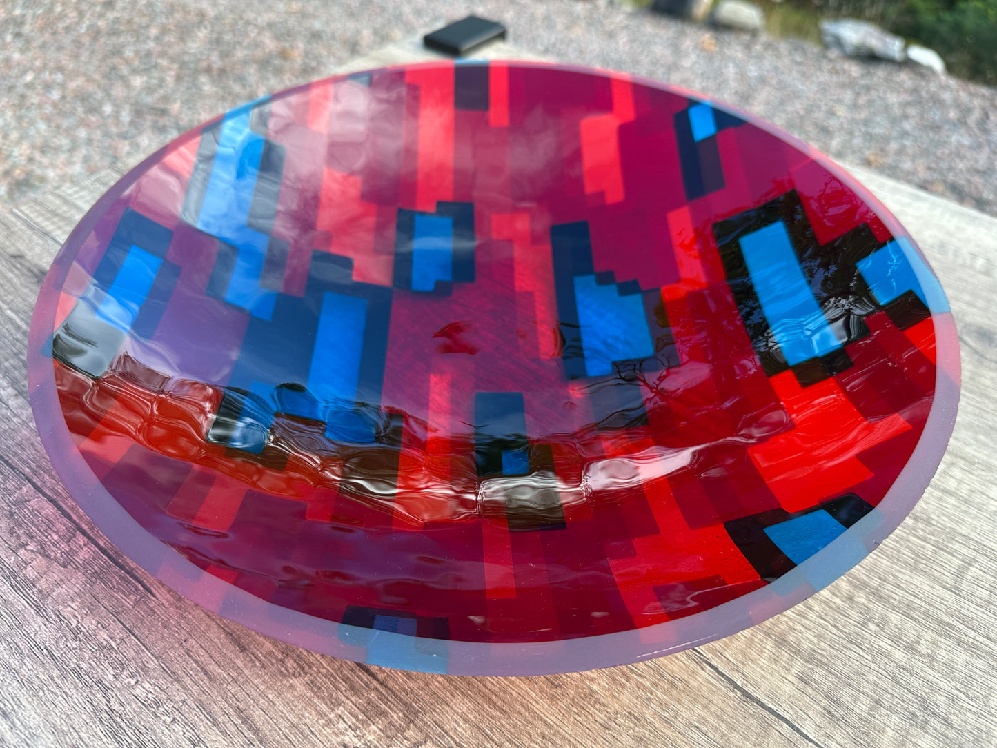 Large Bowl, Glen Lights, Blues with Green and Red