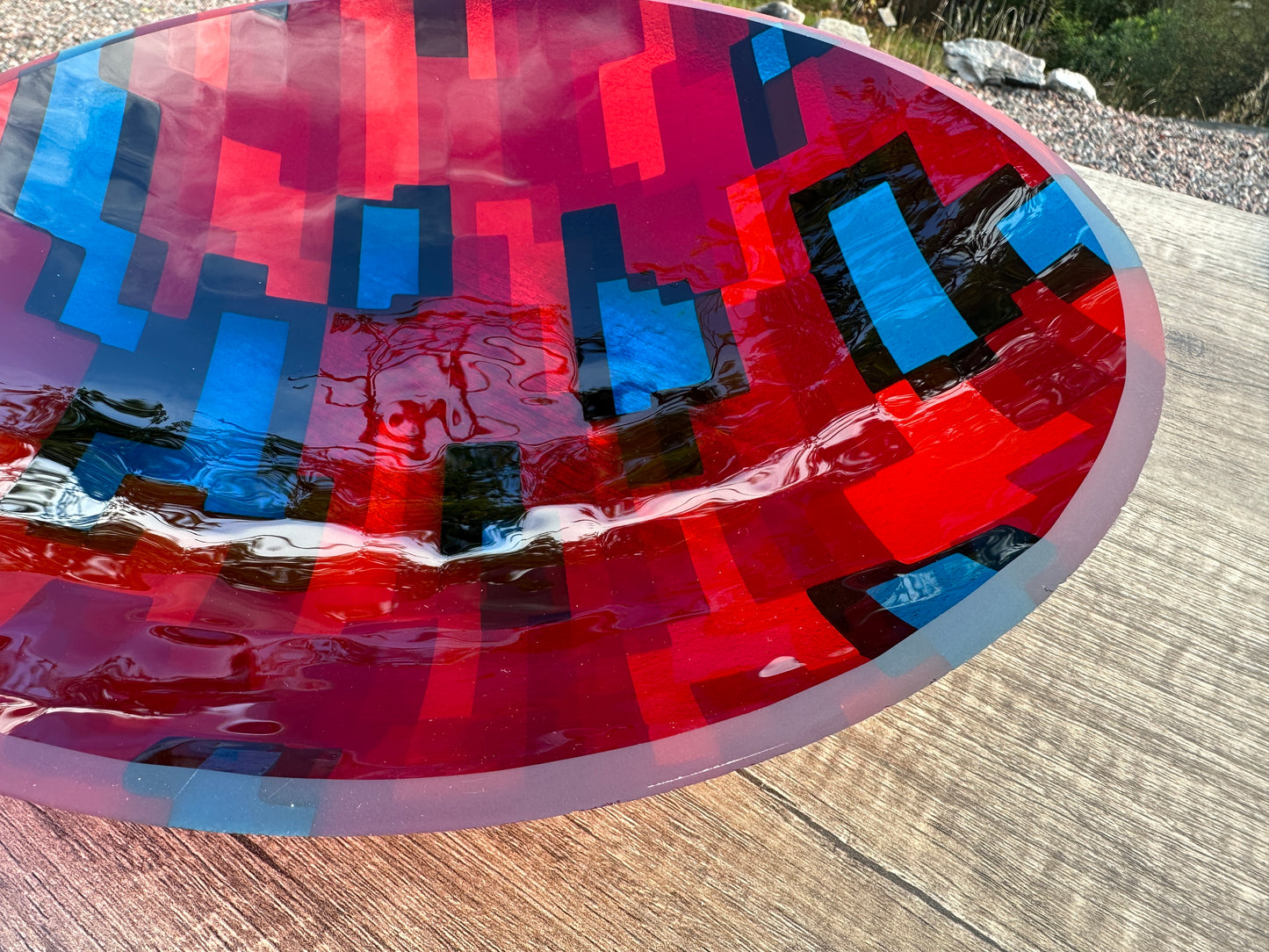 Large Bowl, Glen Lights, Blues with Green and Red
