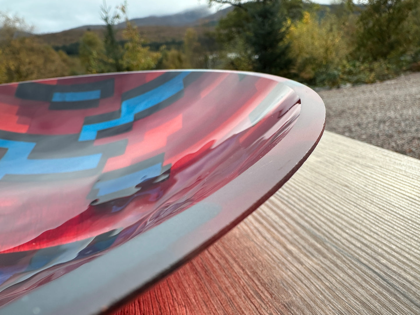 Large Bowl, Glen Lights, Blues with Green and Red