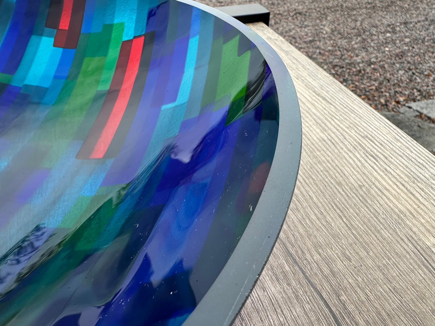 Large Bowl, Glen Lights, Red with Blue Highlights