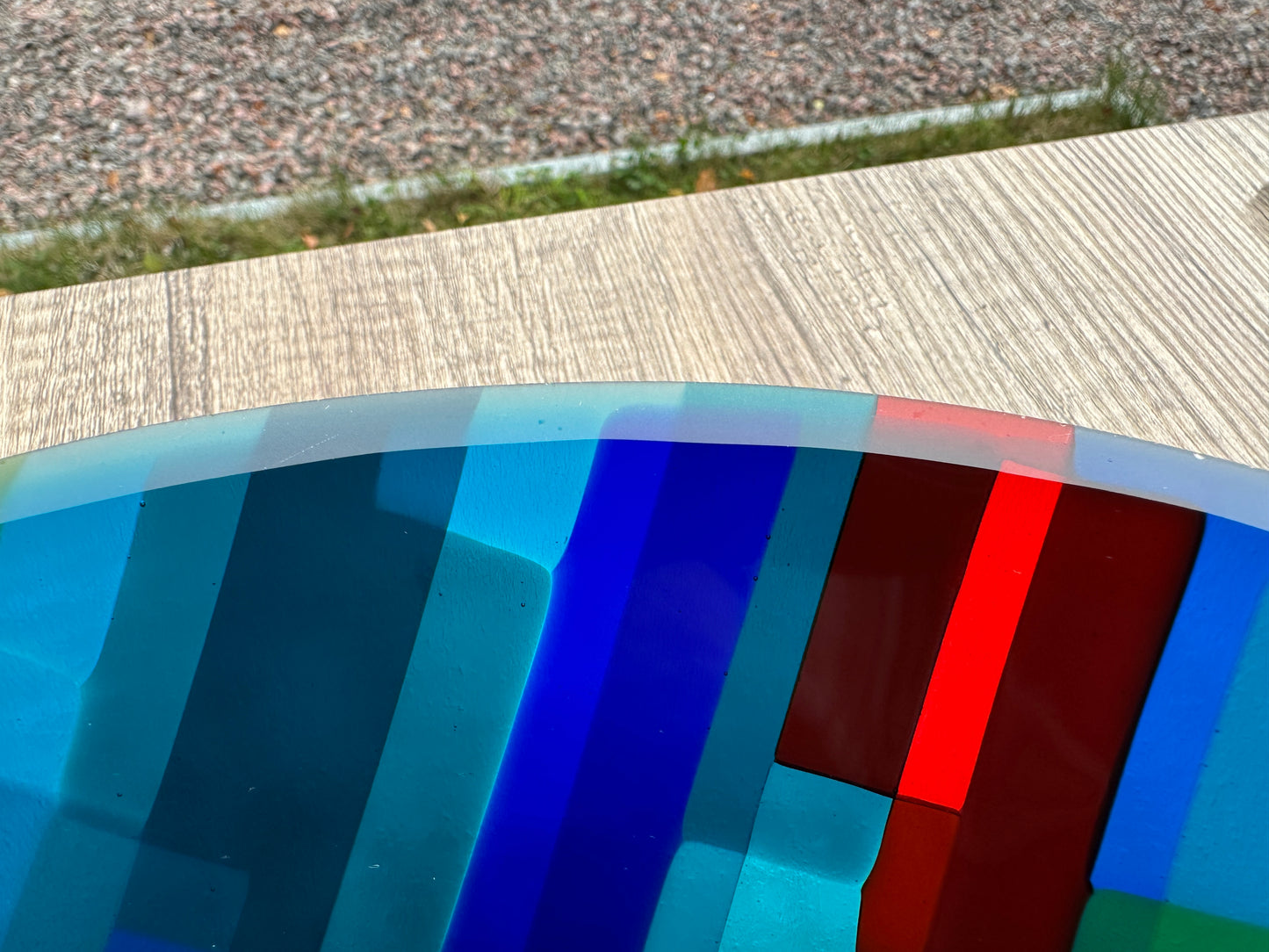 Large Bowl, Glen Lights, Red with Blue Highlights
