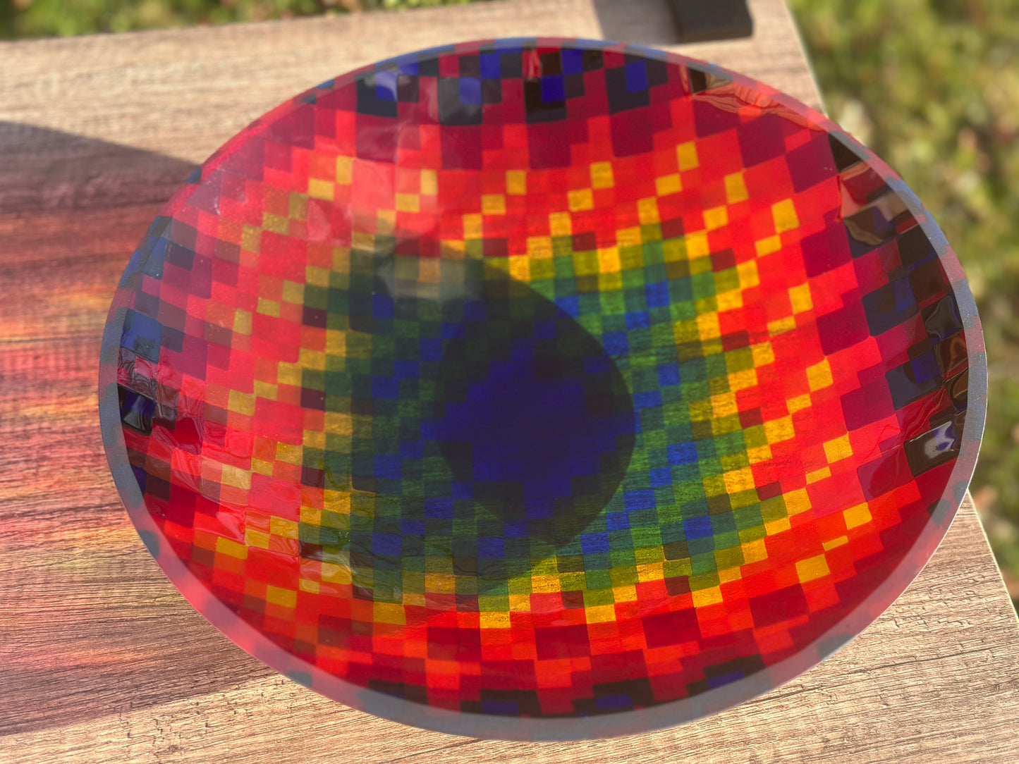 Large Bowl, Glen Lights, Colored Squares