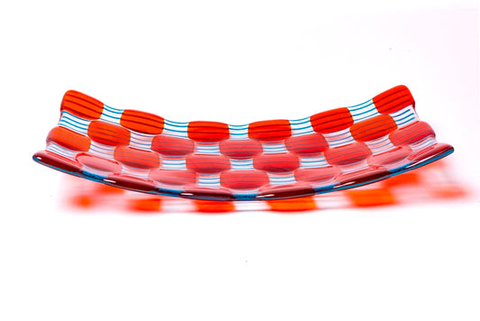 Rectangular Platter, Raindrop, Red, Blue