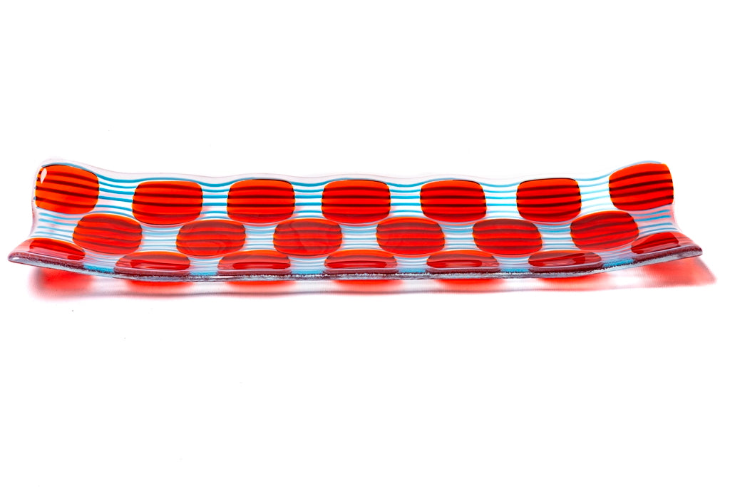 Channel Platter, Raindrop, Red, Blue