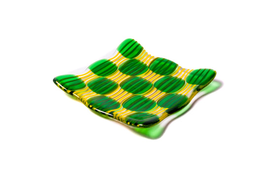 Small Plate, Raindrop, Green, Yellow