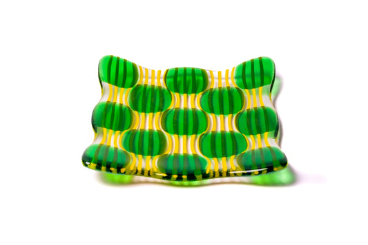 Small Plate, Raindrop, Green, Yellow