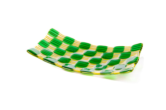 Rectangular Platter, Raindrop, Green, Yellow