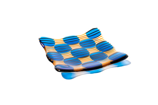 Small Plate, Raindrop, Blue, Orange