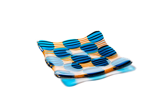 Small Plate, Raindrop, Blue, Orange