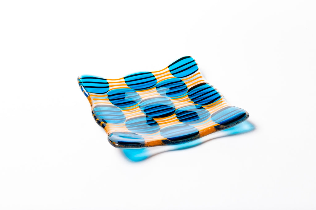 Small Plate, Raindrop, Blue, Orange