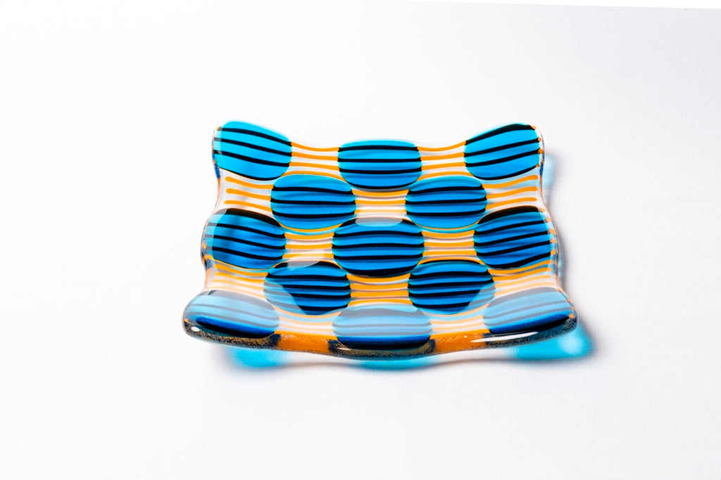 Small Plate, Raindrop, Blue, Orange