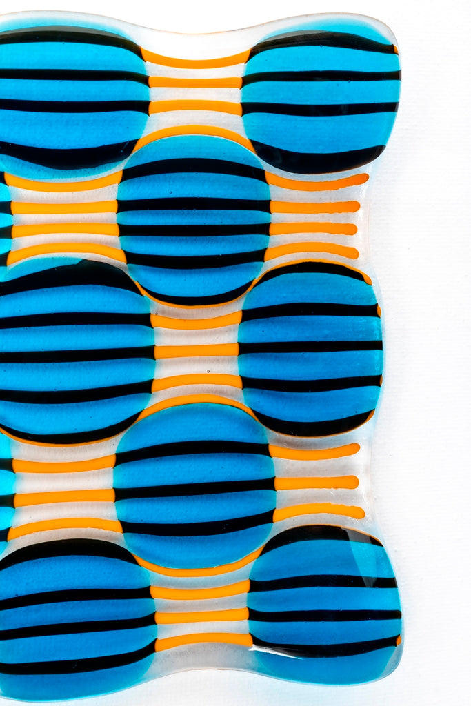 Rectangular Platter, Raindrop, Blue, Orange