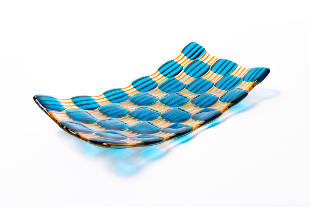 Rectangular Platter, Raindrop, Blue, Orange