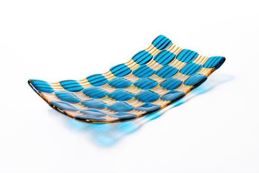 Rectangular Platter, Raindrop, Blue, Orange