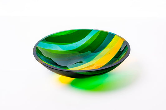 Medium Bowl, Glen Lights, Green, Yellow
