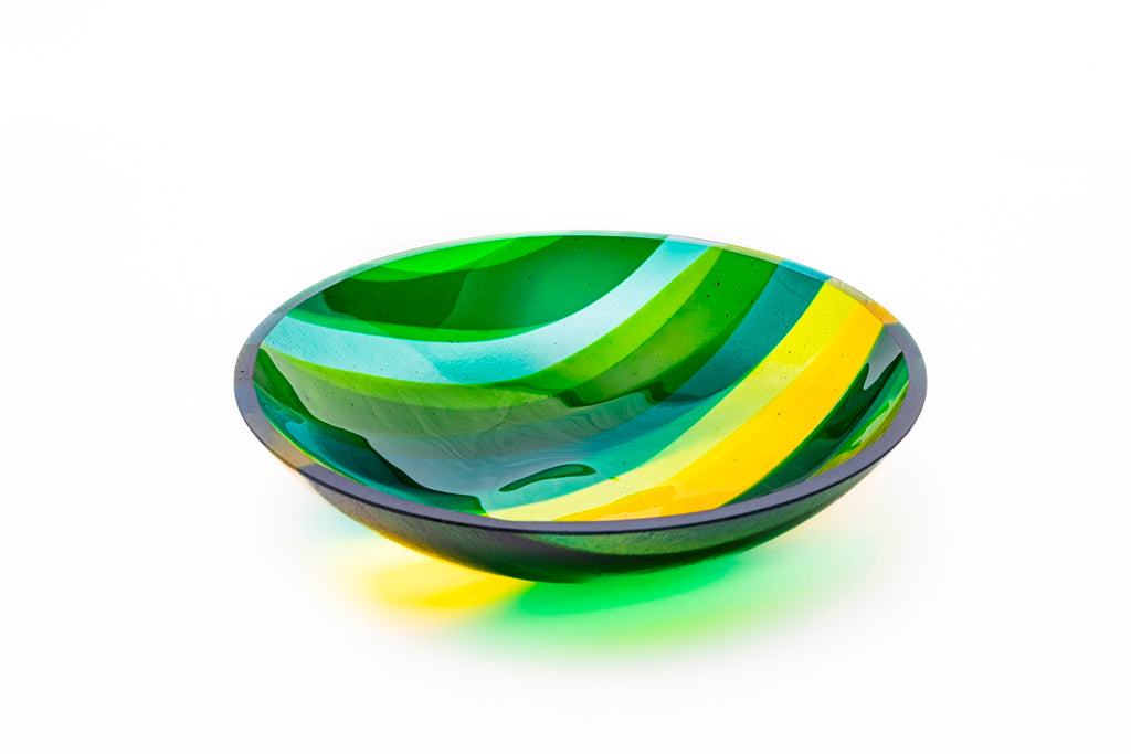 Medium Bowl, Glen Lights, Green, Yellow