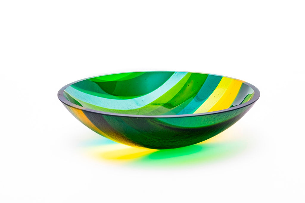 Medium Bowl, Glen Lights, Green, Yellow