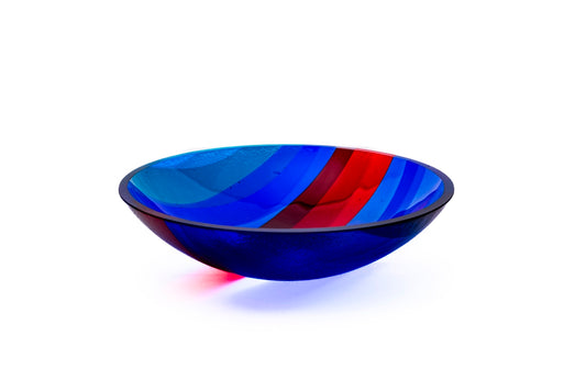 Medium Bowl, Glen Lights, Blue, Red