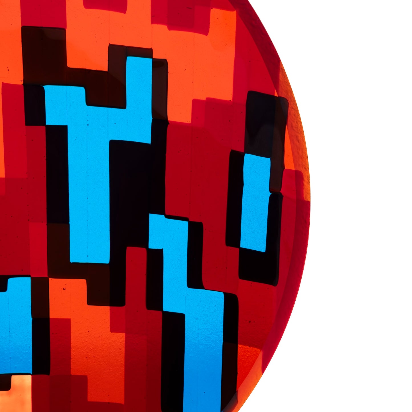 Large Bowl, Glen Lights, Red with Blue Highlights